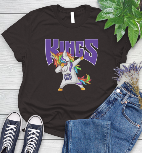Sacramento Kings NBA Basketball Funny Unicorn Dabbing Sports Women's T-Shirt 8