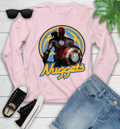 Denver Nuggets NBA Basketball Captain America Thor Spider Man Hawkeye Avengers Youth Long Sleeve 10