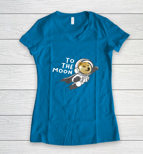 Dogecoin to the Moon Shirt Hodl Doge Coin Crypto Currency Women's V-Neck T-Shirt 5