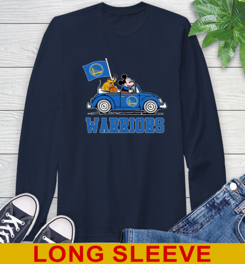 NBA Basketball Golden State Warriors Pluto Mickey Driving Disney Shirt Long Sleeve T-Shirt 4
