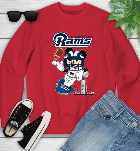 NFL Los Angeles Rams Mickey Mouse Disney Super Bowl Football T Shirt Youth Sweatshirt 9