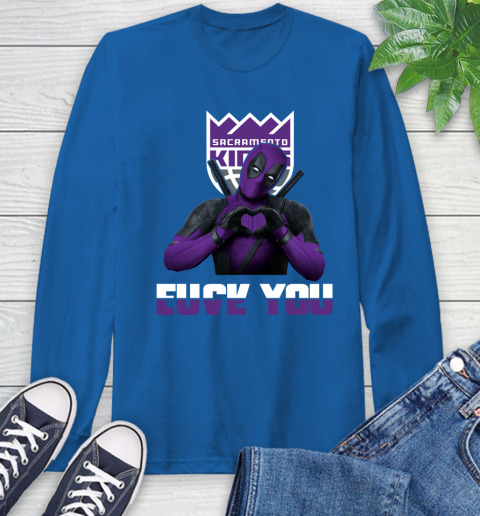 NBA Sacramento Kings Deadpool Love You Fuck You Basketball Sports Long Sleeve T-Shirt 10