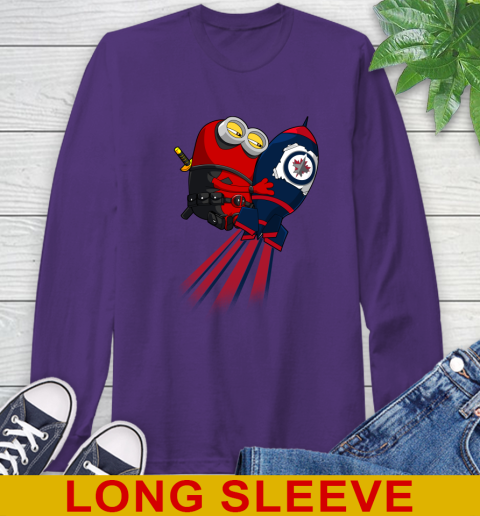 NHL Hockey Winnipeg Jets Deadpool Minion Marvel Shirt Long Sleeve T-Shirt 5