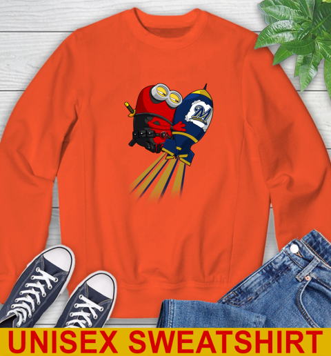 MLB Baseball Milwaukee Brewers Deadpool Minion Marvel Shirt Sweatshirt 3