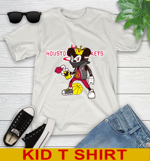 Houston Rockets NBA Basketball Mickey Peace Sign Sports Youth T-Shirt 12