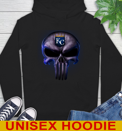Kansas City Royals MLB Baseball Punisher Skull Sports Hoodie