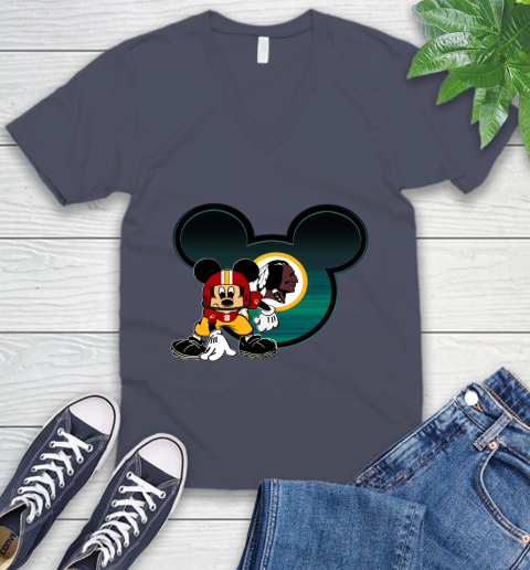 NFL Washington Redskins Mickey Mouse Disney Football T Shirt V-Neck T-Shirt 9