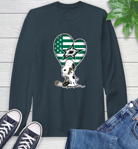 Dallas Stars NHL Hockey The Peanuts Movie Adorable Snoopy Long Sleeve T-Shirt 8