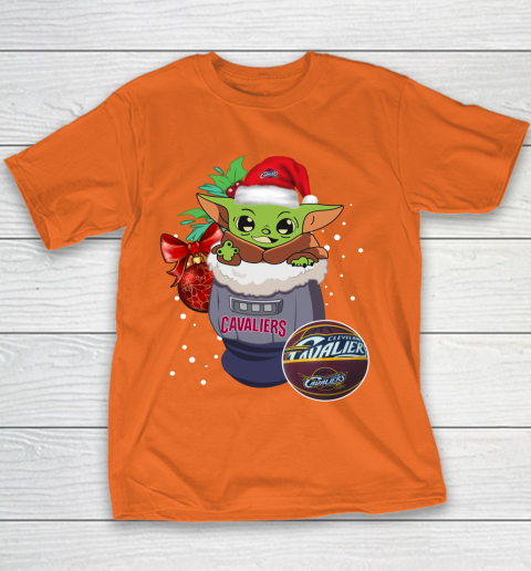 Cleveland Cavaliers Christmas Baby Yoda Star Wars Funny Happy NBA Youth T-Shirt 6