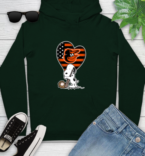 Baltimore Orioles MLB Baseball The Peanuts Movie Adorable Snoopy Youth Hoodie 13