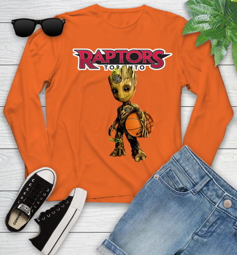 Toronto Raptors NBA Basketball Groot Marvel Guardians Of The Galaxy Youth Long Sleeve 4