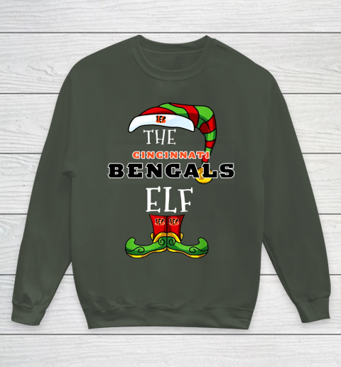 Cincinnati Bengals Christmas ELF Funny NFL Youth Sweatshirt 8