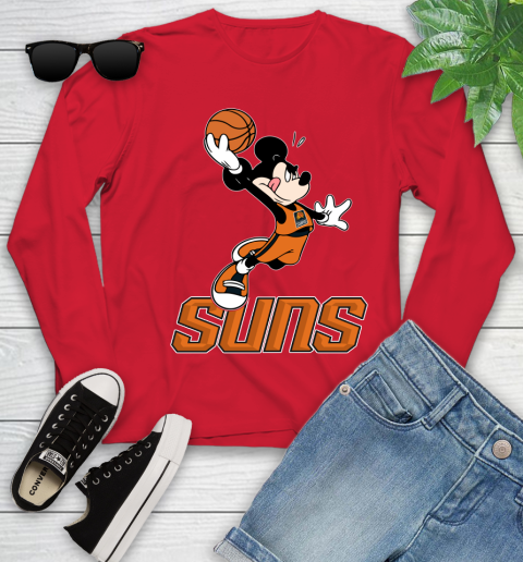 NBA Basketball Phoenix Suns Cheerful Mickey Mouse Shirt Youth Long Sleeve 11