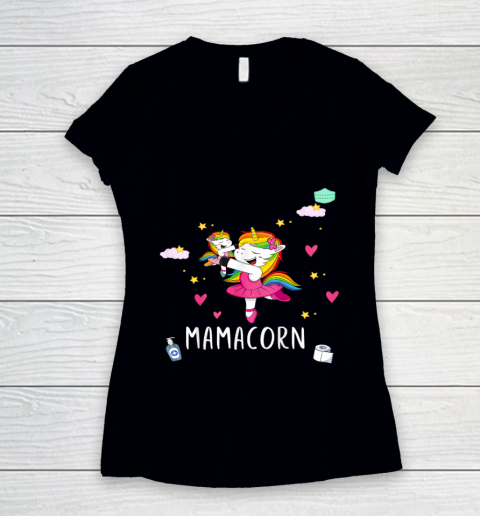 Womens Mamacorn Shirt for Women Unicorn Mama Women's V-Neck T-Shirt