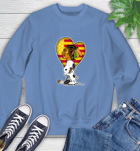 Chicago Blackhawks NHL Hockey The Peanuts Movie Adorable Snoopy Sweatshirt 11