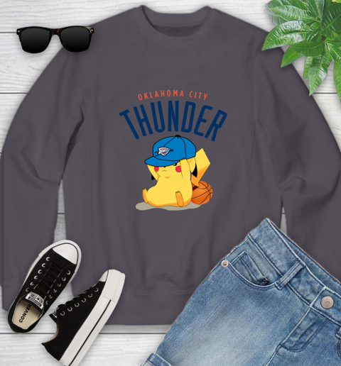 NBA Pikachu Basketball Sports Oklahoma City Thunder Youth Sweatshirt 6
