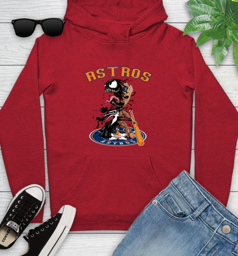 MLB Houston Astros Baseball Venom Groot Guardians Of The Galaxy Youth Hoodie 11