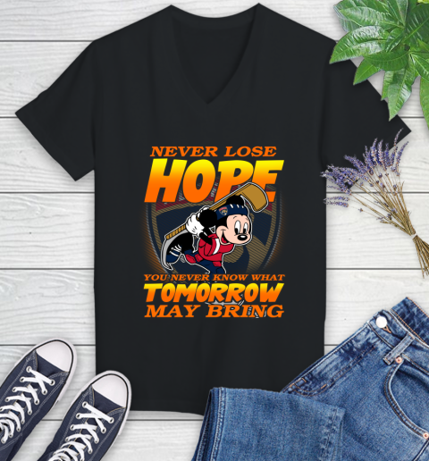 Los Angeles Kings NHL Hockey ootball Mickey Disney Never Lose Hope (2) Women's V-Neck T-Shirt