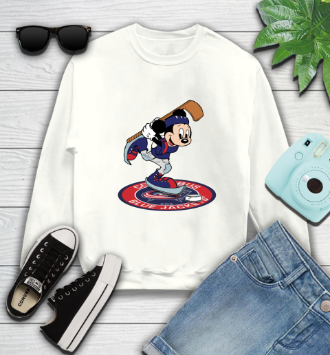 NHL Hockey Columbus Blue Jackets Cheerful Mickey Disney Shirt Sweatshirt 2
