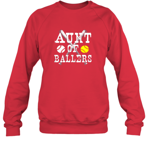 poyq vintage aunt of ballers shirt funny baseball softball love sweatshirt 35 front red