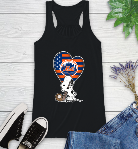 New York Mets MLB Baseball The Peanuts Movie Adorable Snoopy Racerback Tank 2