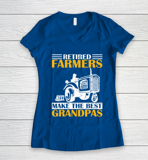 GrandFather gift shirt Retired Farmer Tractor Make The Best Grandpa Retirement Gift T Shirt Women's V-Neck T-Shirt 7
