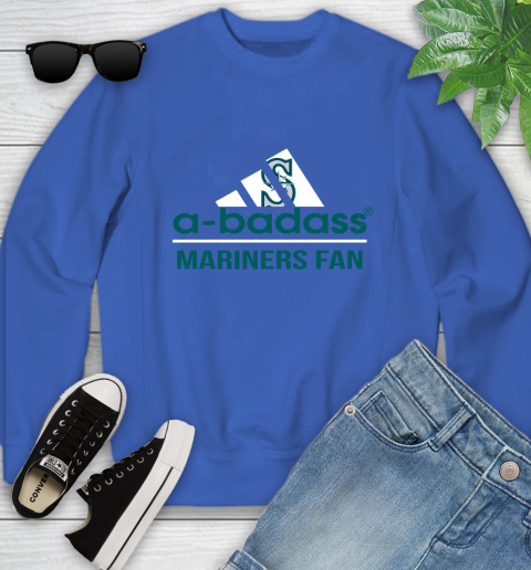 MLB A Badass Seattle Mariners Fan Adidas Baseball Sports Youth Sweatshirt - Image 8