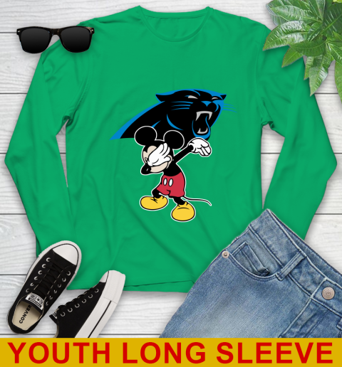 Carolina Panthers NFL Football Dabbing Mickey Disney Sports Youth Long Sleeve 7