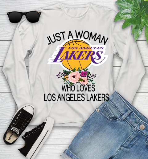 NBA Just A Woman Who Loves Los Angeles Lakers Basketball Sports Youth Long Sleeve