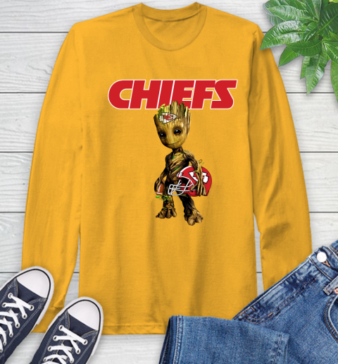 Kansas City Chiefs NFL Football Groot Marvel Guardians Of The Galaxy Long Sleeve T-Shirt 3