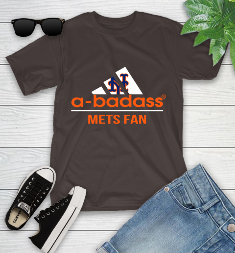 MLB A Badass New York Mets Fan Adidas Baseball Sports Youth T-Shirt 7