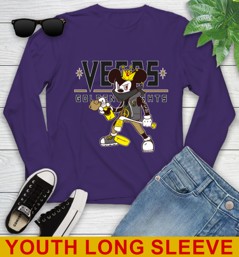 Vegas Golden Knights NHL Hockey Mickey Peace Sign Sports Youth Long Sleeve - Image 6