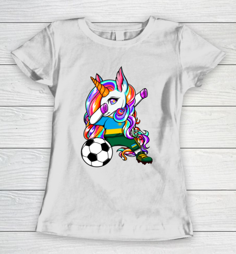 Dabbing Unicorn Rwanda Soccer Fans Jersey Rwandan Football Women's T-Shirt