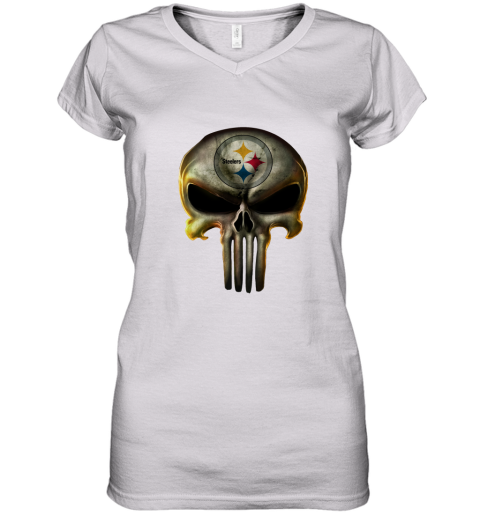 Pittsburgh Steelers The Punisher Mashup Football Shirts Women's V-Neck T-Shirt