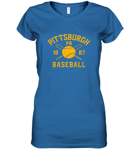 ib3x vintage pittsburgh baseball pennsylvania pirate retro gift women v neck t shirt 39 front royal