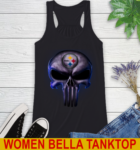Pittsburgh Steelers NFL Football Punisher Skull Sports Racerback Tank