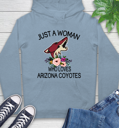 NHL Just A Woman Who Loves Arizona Coyotes Hockey Sports Hoodie 6