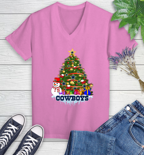 Dallas Cowboys Merry Christmas NFL Football Sports Women's V-Neck T-Shirt 14