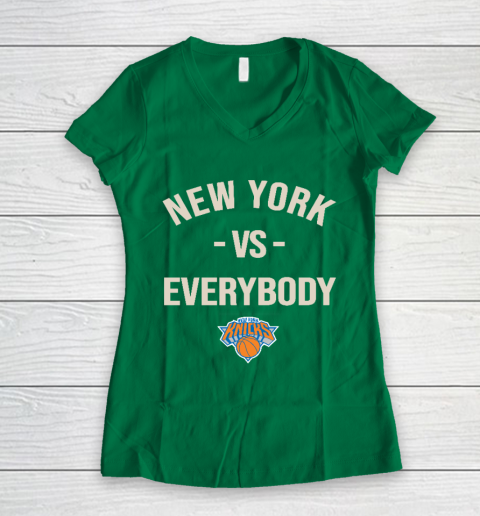New York Knicks Vs Everybody Women's V-Neck T-Shirt 3