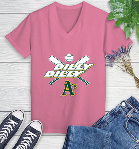 MLB Oakland Athletics Dilly Dilly Baseball Sports Women's V-Neck T-Shirt 13