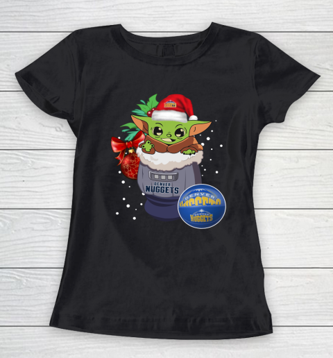 Denver Nuggets Christmas Baby Yoda Star Wars Funny Happy NBA Women's T-Shirt 2