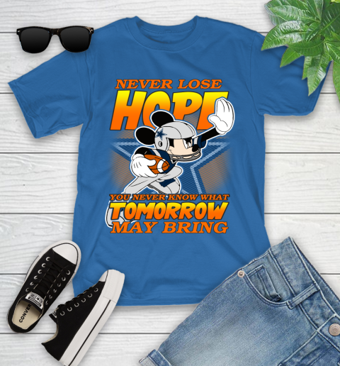Dallas Cowboys NFL Football Mickey Disney Never Lose Hope Youth T-Shirt 12