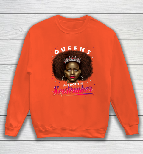 Queens Born September Shirt Black Girl Virgo Libra Birthday Sweatshirt 3