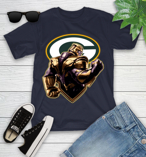 NFL Thanos Avengers Endgame Football Sports Green Bay Packers Youth T-Shirt 3