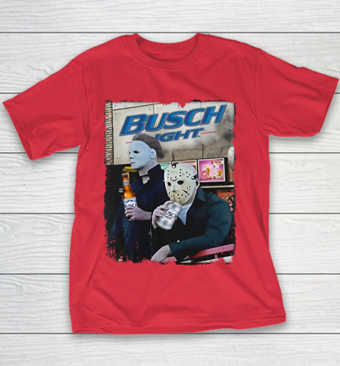 Michael Myers And Jason Voorhees Busch Light Halloween Youth T-Shirt 7