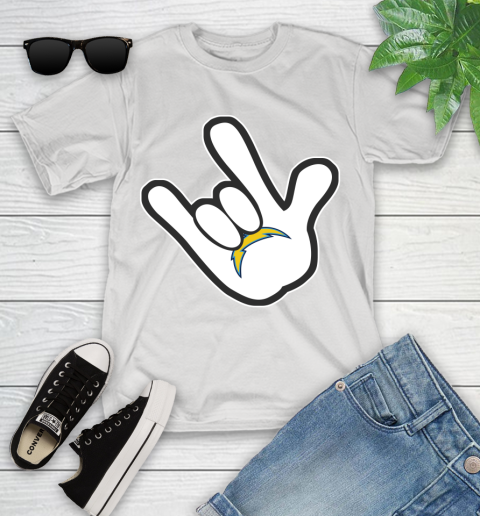 San Diego Chargers NFL Football Mickey Rock Hand Disney Youth T-Shirt