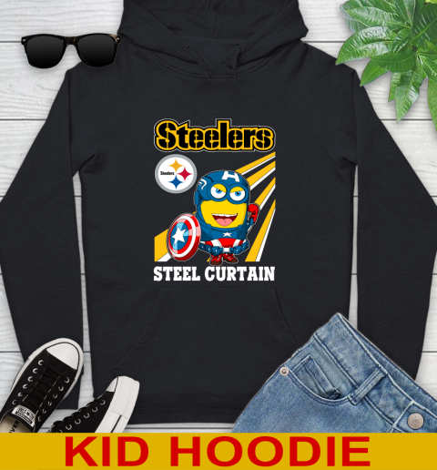 NFL Football Pittsburgh Steelers Captain America Marvel Avengers Minion Shirt Youth Hoodie