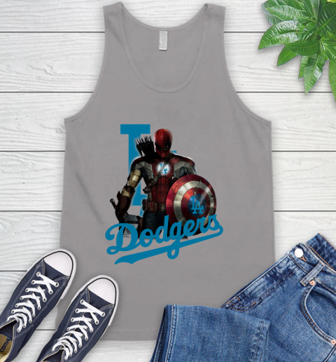 MLB Captain America Thor Spider Man Hawkeye Avengers Endgame Baseball Los Angeles Dodgers Tank Top 4