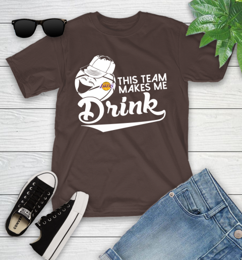 Los Angeles Lakers NBA Basketball This Team Makes Me Drink Adoring Fan Youth T-Shirt 7