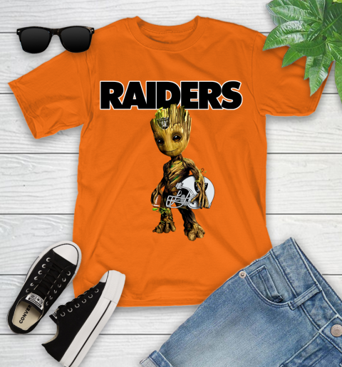 Oakland Raiders NFL Football Groot Marvel Guardians Of The Galaxy Youth T-Shirt 7